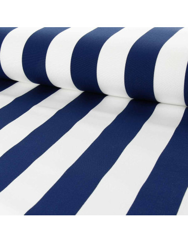 Deck chair fabric - White and navy blue