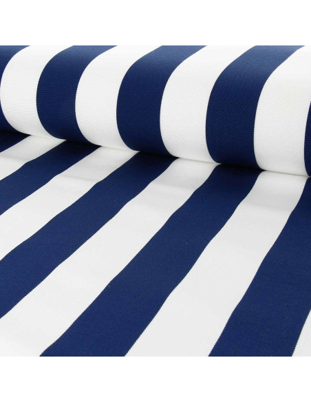 Deck chair fabric - White and navy blue