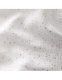 Double gauze cotton fabric with mini golden dots - White