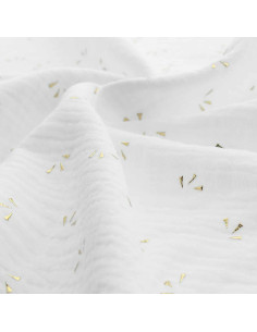 Double gauze cotton fabric with mini golden dots - White 2
