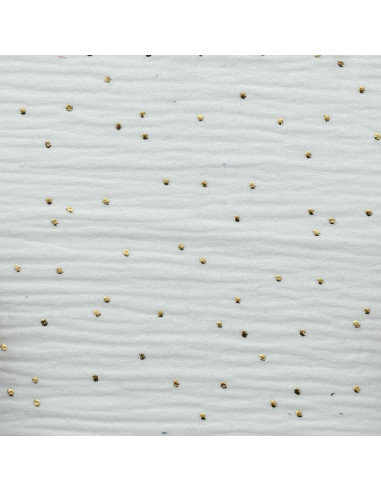 Double gauze cotton fabric with mini golden dots - White