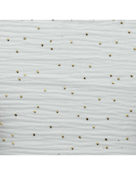 Double gauze cotton fabric with mini golden dots - White