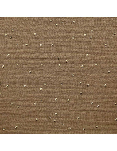 Double gauze cotton fabric with mini golden dots - Camel