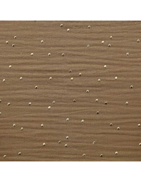Double gauze cotton fabric with mini golden dots - Camel