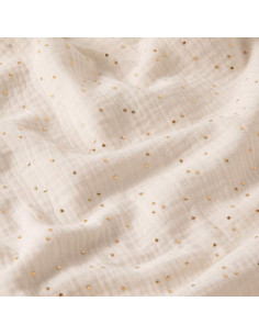 Double gauze cotton fabric with mini golden dots - Ecru