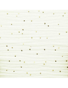 Double gauze cotton fabric with mini golden dots - Ecru 2
