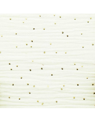 Double gauze cotton fabric with mini golden dots - Ecru