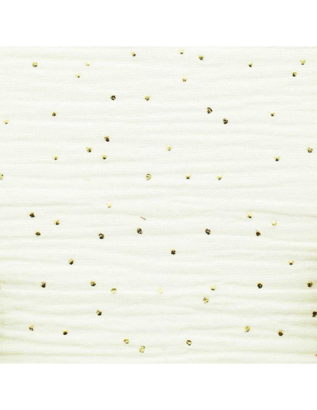 Double gauze cotton fabric with mini golden dots - Ecru