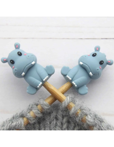 Stitch stoppers for knitting needles - Little Hippopotamus