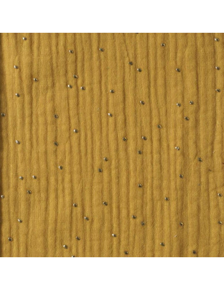 Double gauze cotton fabric with mini golden dots - Mustard