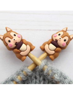 Stitch stoppers for knitting needles - Little squirrel