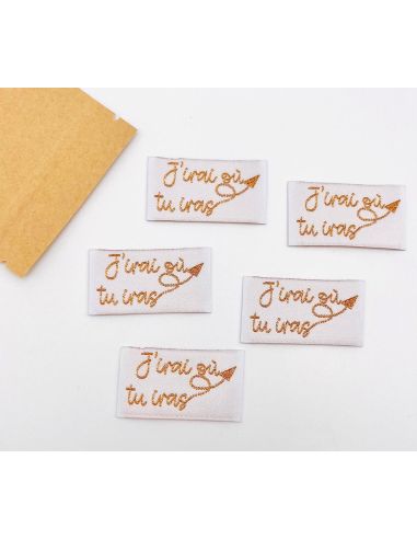 Set of 5 woven sew-on labels "I'll go where you go"