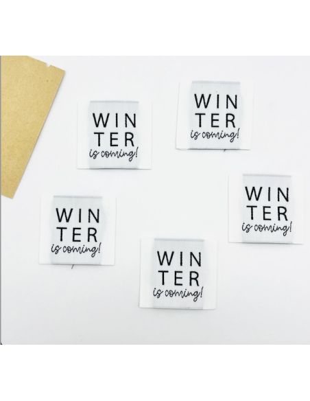 Set of 5 woven sew-on labels "Winter is coming"