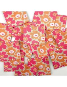 Set of 5 vintage flower woven sew-on labels