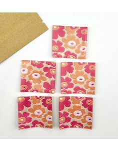 Set of 5 vintage flower woven sew-on labels 2