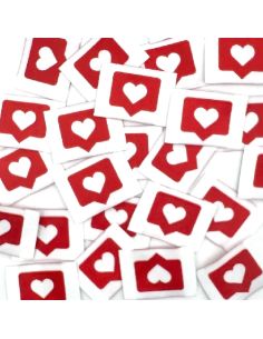 Set of 5 red woven sew-on labels Like