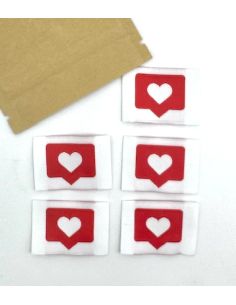 Set of 5 red woven sew-on labels Like 2