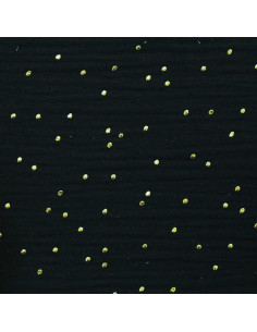 Double gauze cotton fabric with mini golden dots - Black 2