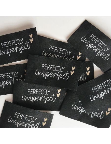 Set of 5 woven sew-on labels "Perfectly imperfect"