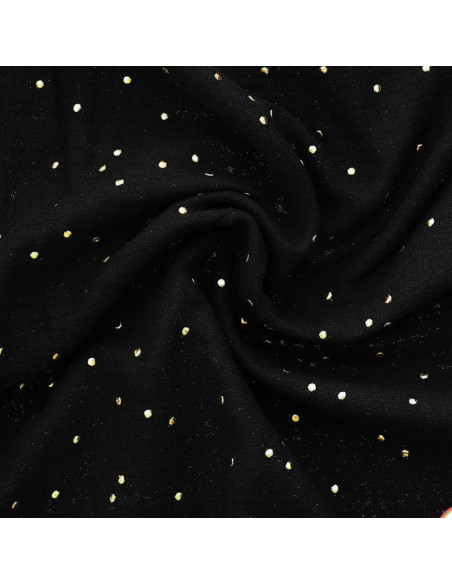 Double gauze cotton fabric with mini golden dots - Black