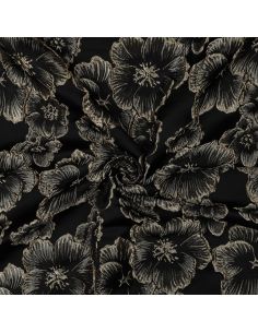 Jacquard fabric - Black flowers