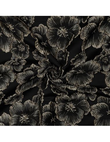 Jacquard fabric - Black flowers