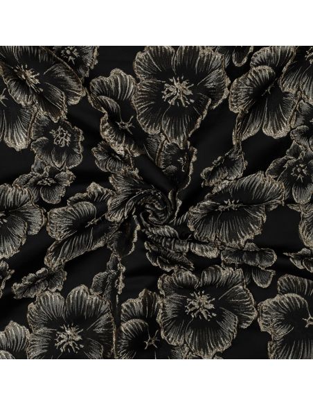 Jacquard fabric - Black flowers