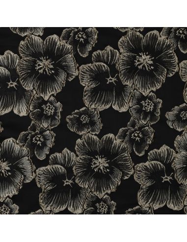 Jacquard fabric - Black flowers