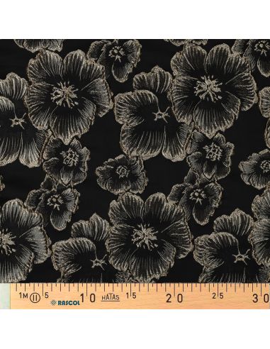 Jacquard fabric - Black flowers