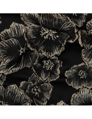 Jacquard fabric - Black flowers