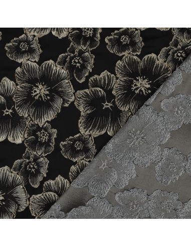 Jacquard fabric - Black flowers
