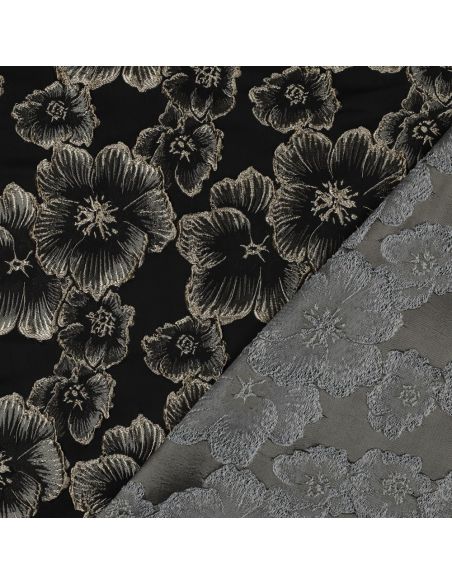 Jacquard fabric - Black flowers