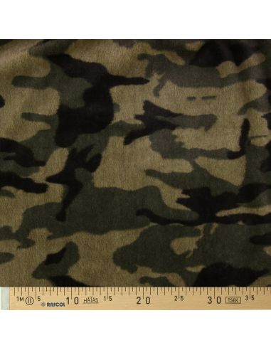 Camouflage faux fur fabric - Khaki