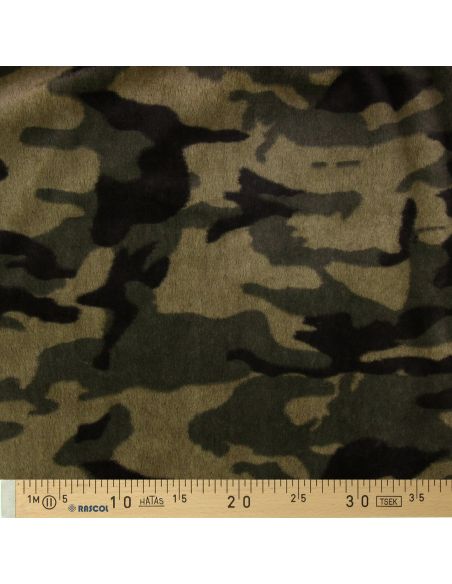 Camouflage faux fur fabric - Khaki