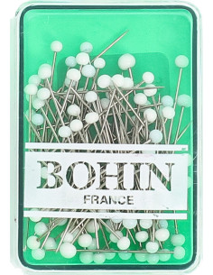 Box of 80 extra-fine pins with white glass heads Bohin