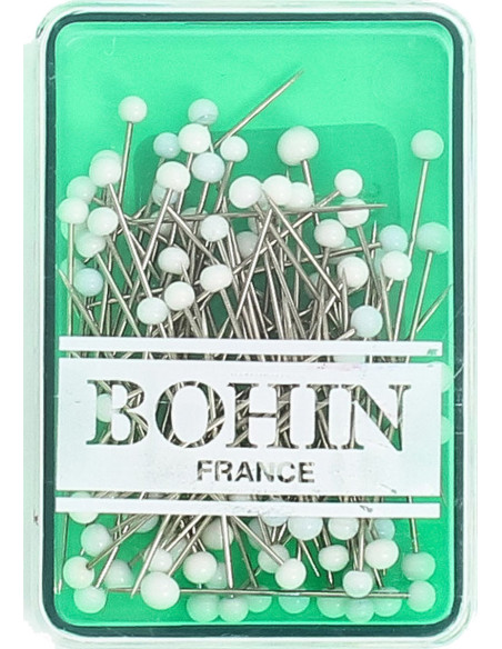Box of 80 extra-fine pins with white glass heads Bohin
