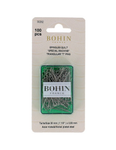 Box of 100 Bohin triangular head pins specially designed for machine quilting