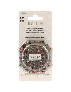 Box of 200 super-fine glass head quilting pins Bohin