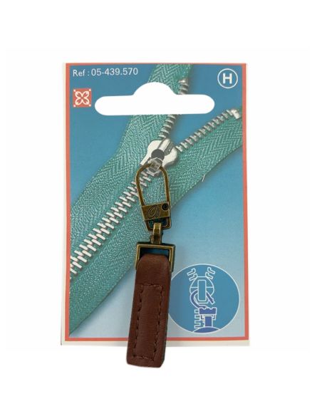 Zipper pull - Brown leather