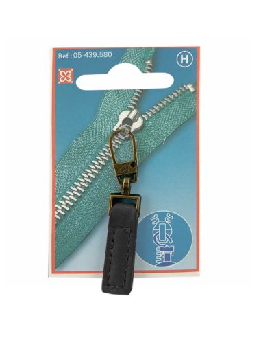 Zipper pull - Black leather