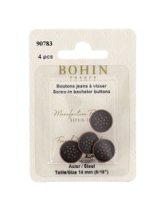 Box of 4 bronze screw-on jean buttons, 14 mm, Bohin