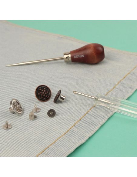 Box of 4 bronze screw-on jean buttons, 14 mm, Bohin