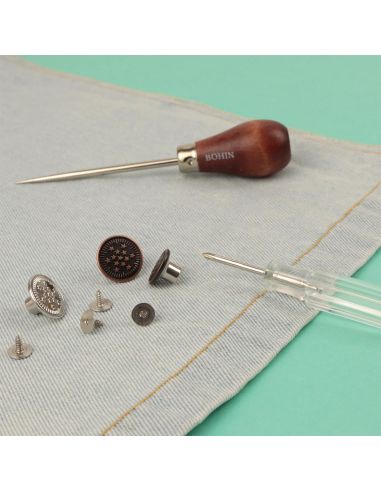 Box of 4 screw-on jean buttons 17 mm bronze Bohin