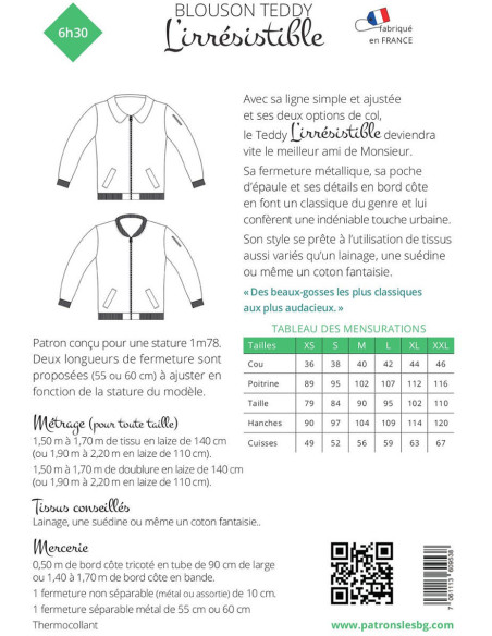Men's Jacket Pattern "L'Irrésistible" - Les BG