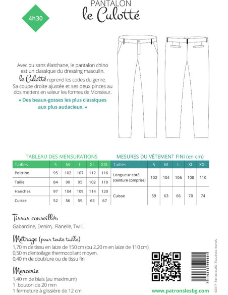 Men's Chino Pants Pattern Le Culotté - Les BG