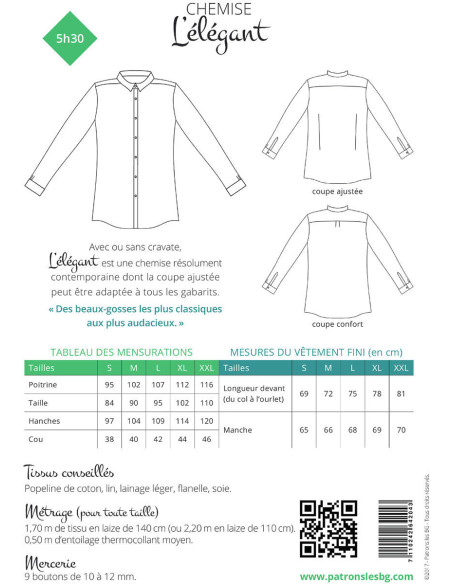 Men's Shirt Pattern L'Élégant - Les BG