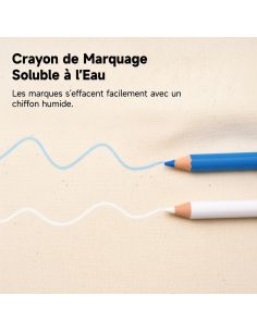 Set de 2 crayons craies couture effaçables à l'eau - Blanc et bleu 2