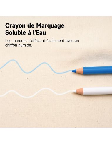 Set de 2 crayons craies couture effaçables à l'eau - Blanc et bleu