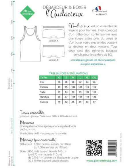 Boxer and tank top pattern for men L'Audacieux - Les BG
