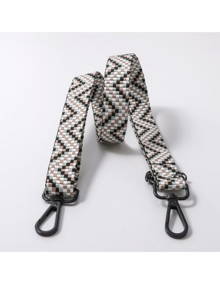 Sangle de sac avec mousquetons - Zig zag noir et châtain